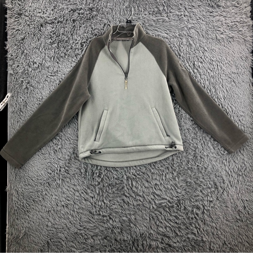 American Eagle Pullover Women’s Medium Quarter Zip Green Gray Fleece